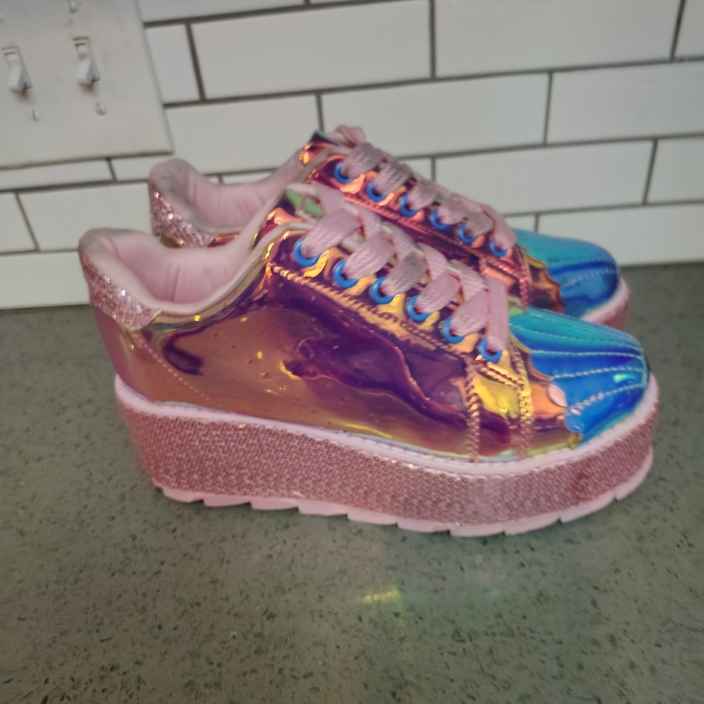 Pink Holographic Platform Sneakers